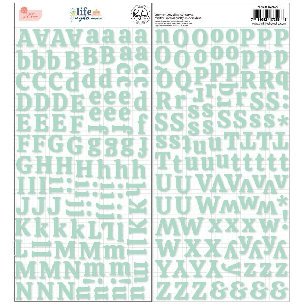 Pinkfresh Life Right Now Puffy Alpha Stickers 233/pkg