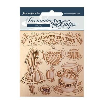 Stamperia Alice - Decorative Chips Alice Tea Time 5.5x5.5"