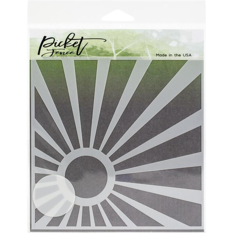 Picket Fence Stencil 6x6&quot; - Corner Sun
