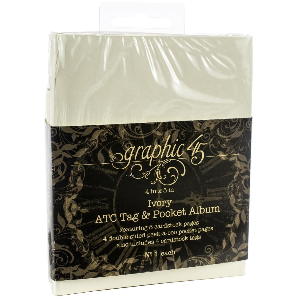 Graphic 45 Staples ATC Tag and Pocket Album Ivory 4x5&quot;