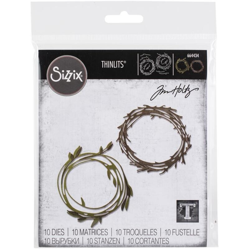 Tim Holtz Sizzix Thinlits Die Funky Wreaths 10/pkg