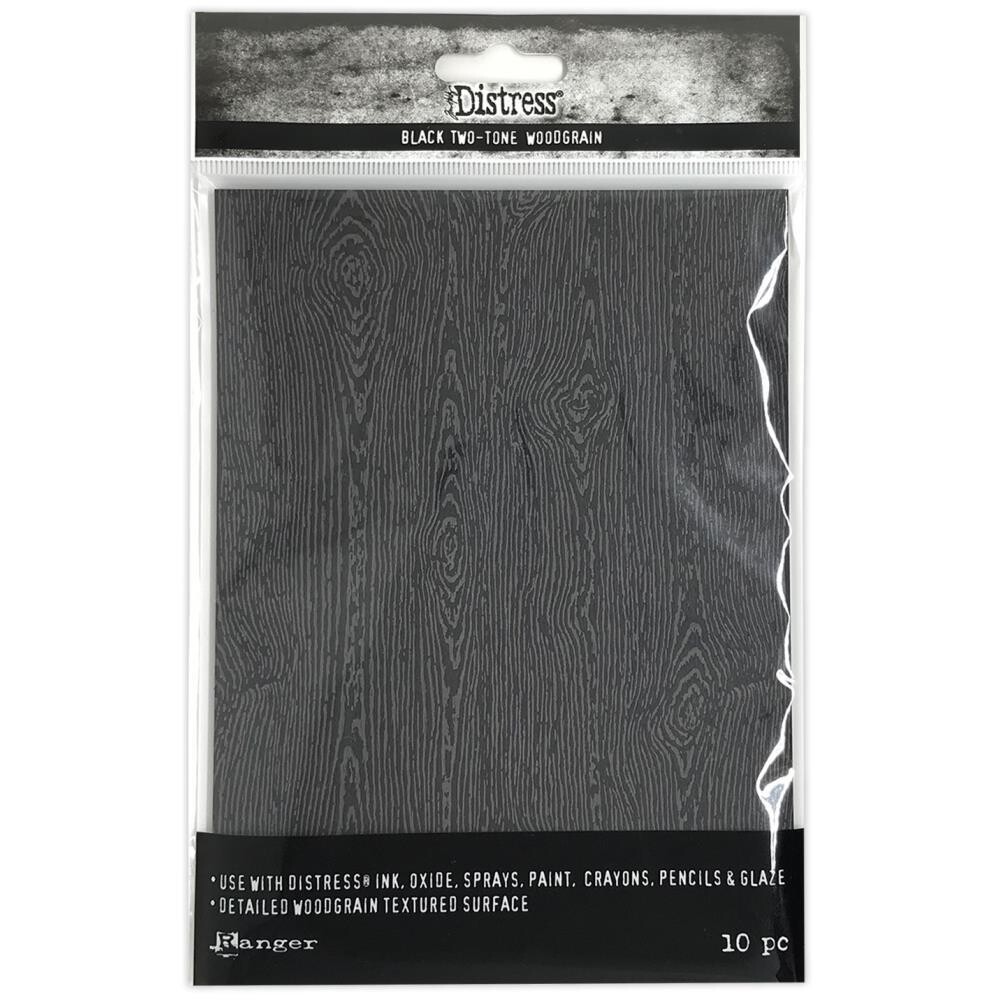 Tim Holtz Distress Black Two-Tone Woodgrain Cardstock Halloween 2022 10/pkg