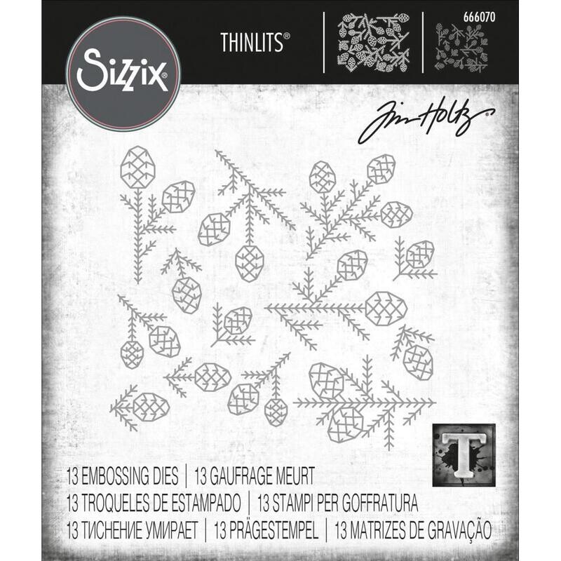 Tim Holtz Sizzix Thinlits Die Pine Patterns 13/pkg