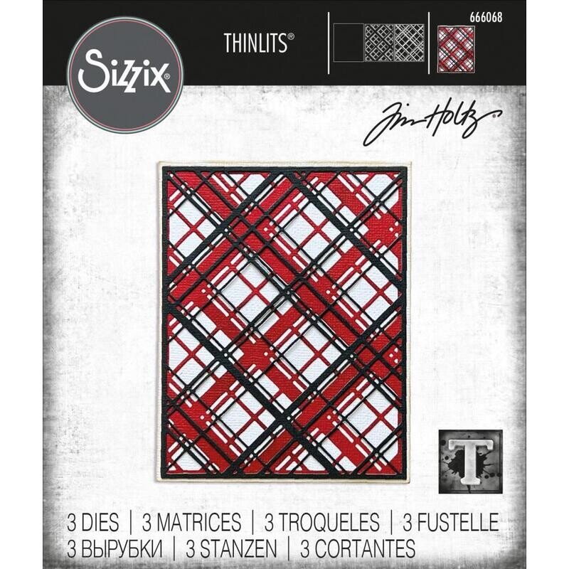 Tim Holtz Sizzix Thinlits Die Layered Plaid Christmas 2022 3/pkg