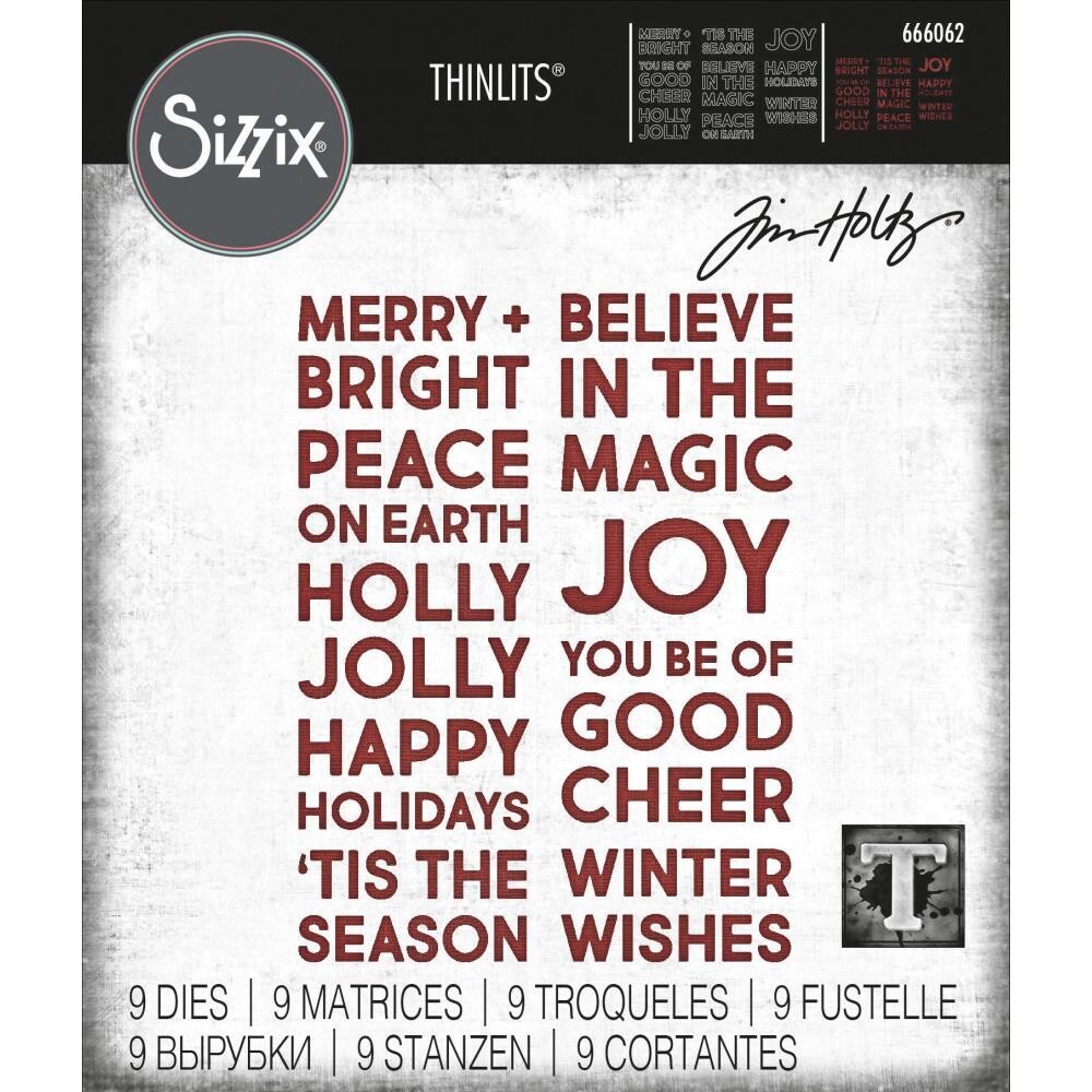 Tim Holtz Sizzix Thinlits Die Bold Text Christmas 2022 9/pkg