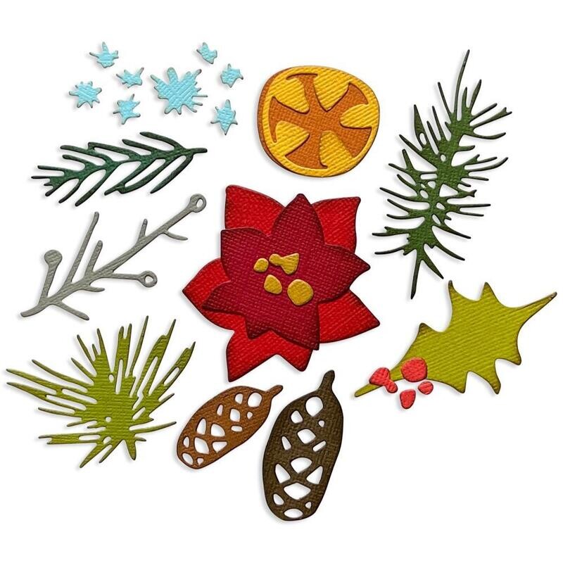 Tim Holtz Sizzix Thinlits Die Modern Festive Christmas 2022 14/pkg
