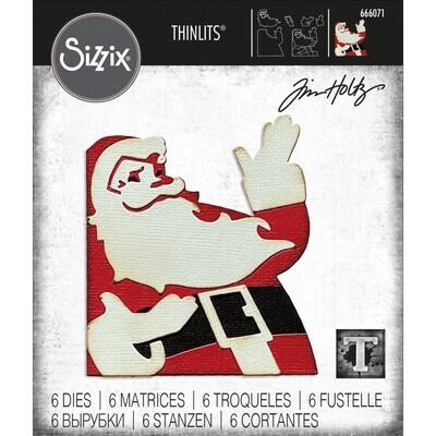 Tim Holtz Sizzix Thinlits Die Retro Santa Christmas 2022 6/pkg