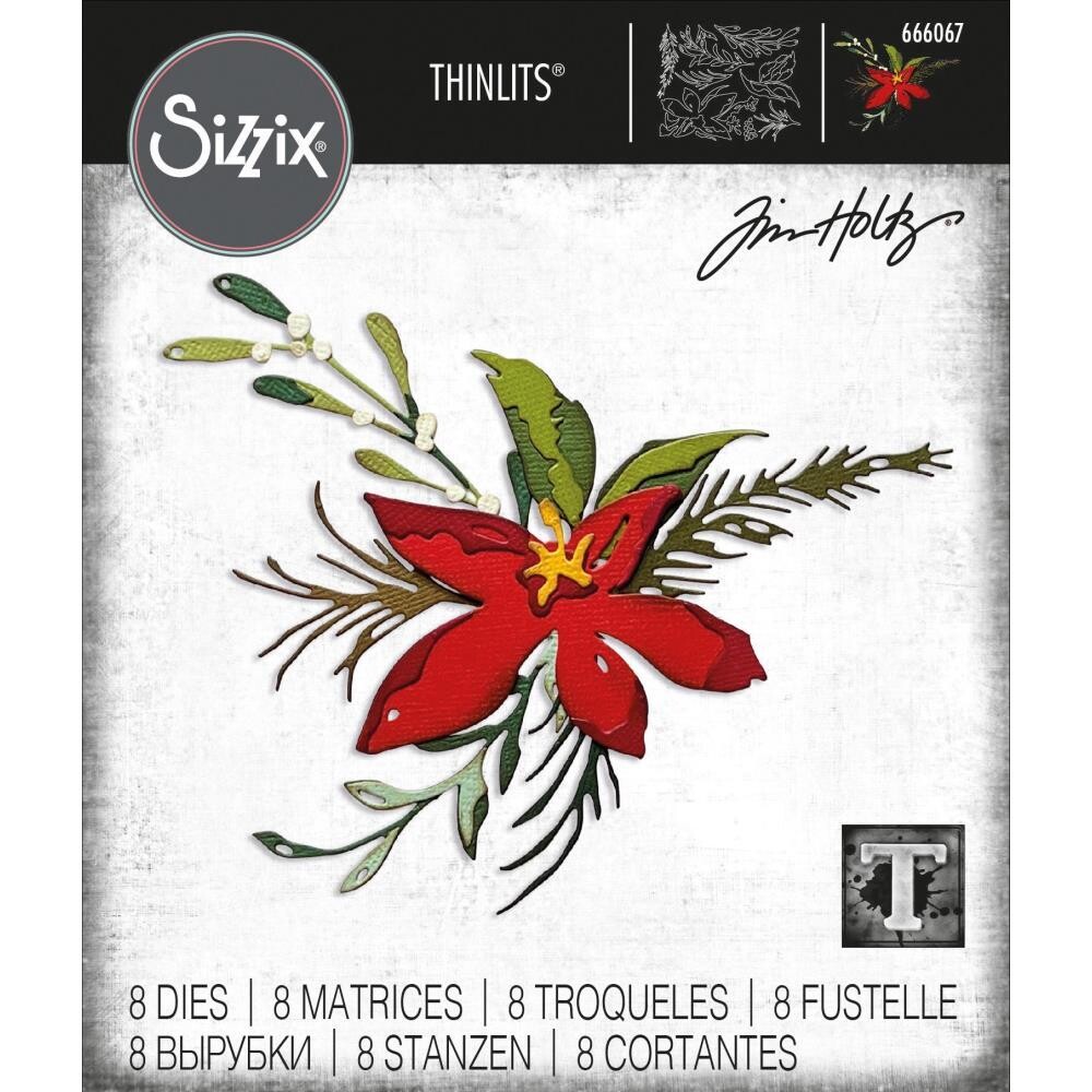Tim Holtz Sizzix Thinlits Die Holiday Brushstrokes #3 Christmas 2022 8/pkg