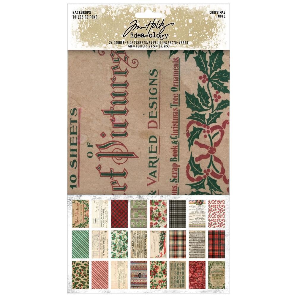 Tim Holtz Idea-ology Christmas 2022 Backdrops 24/pkg