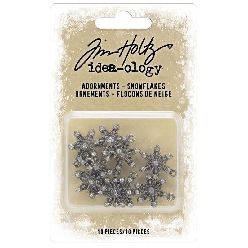 Tim Holtz Idea-ology Christmas 2022 Adornments Snowflakes 10/pkg