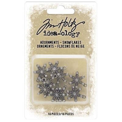 Tim Holtz Idea-ology Christmas 2022 Adornments Snowflakes 10/pkg
