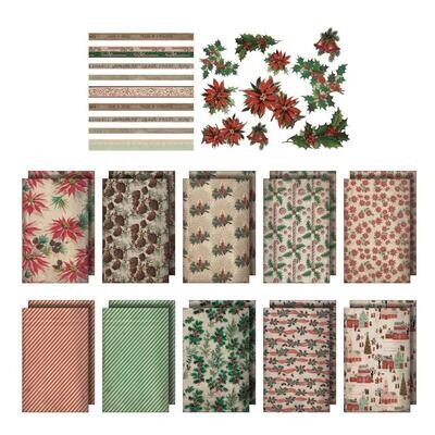 Tim Holtz Idea-ology Christmas 2022 Worn Wallpaper Scraps 39/pkg