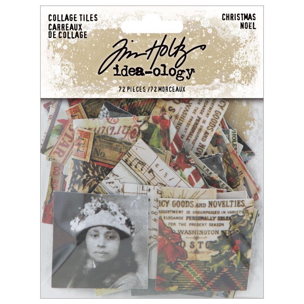 Tim Holtz Idea-ology Christmas 2022 Collage Tiles 72/pkg