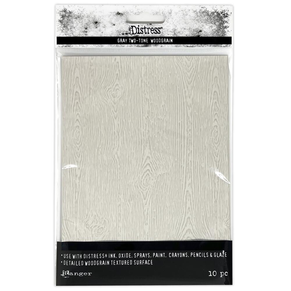 Tim Holtz Distress Gray Two-Tone Woodgrain 5x7 Cardstock 10/pkg