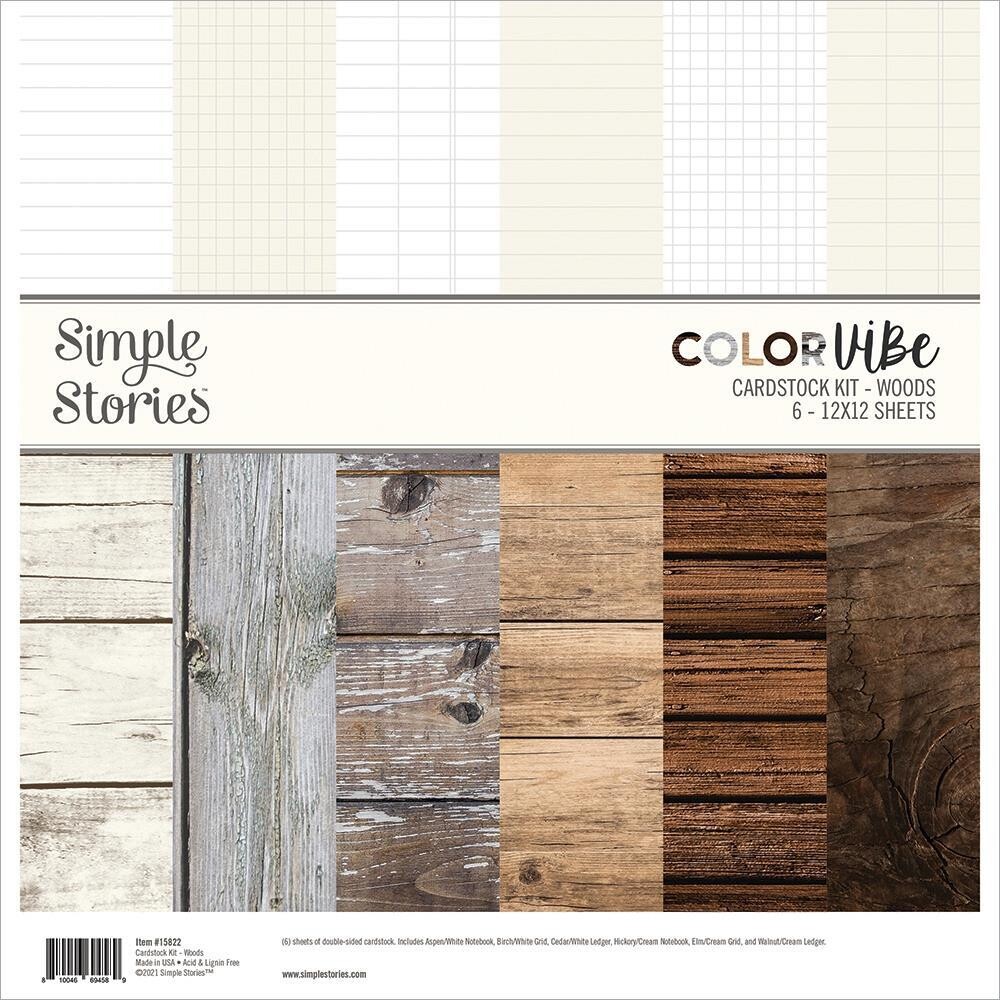 Simple Stories Colorvibe 12x12 Cardstock Kit - Woods