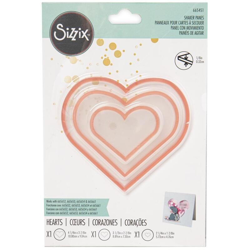 Sizzix Shaker Panes Hearts 3/pkg