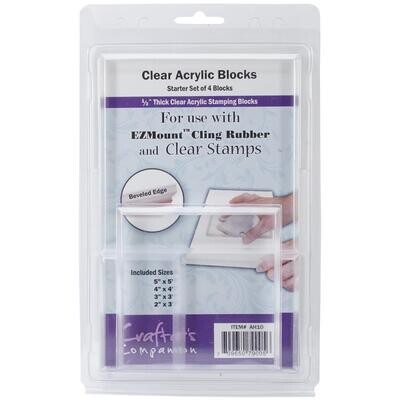 Crafter's Companion Clear Acrylic Stamp Block set of four