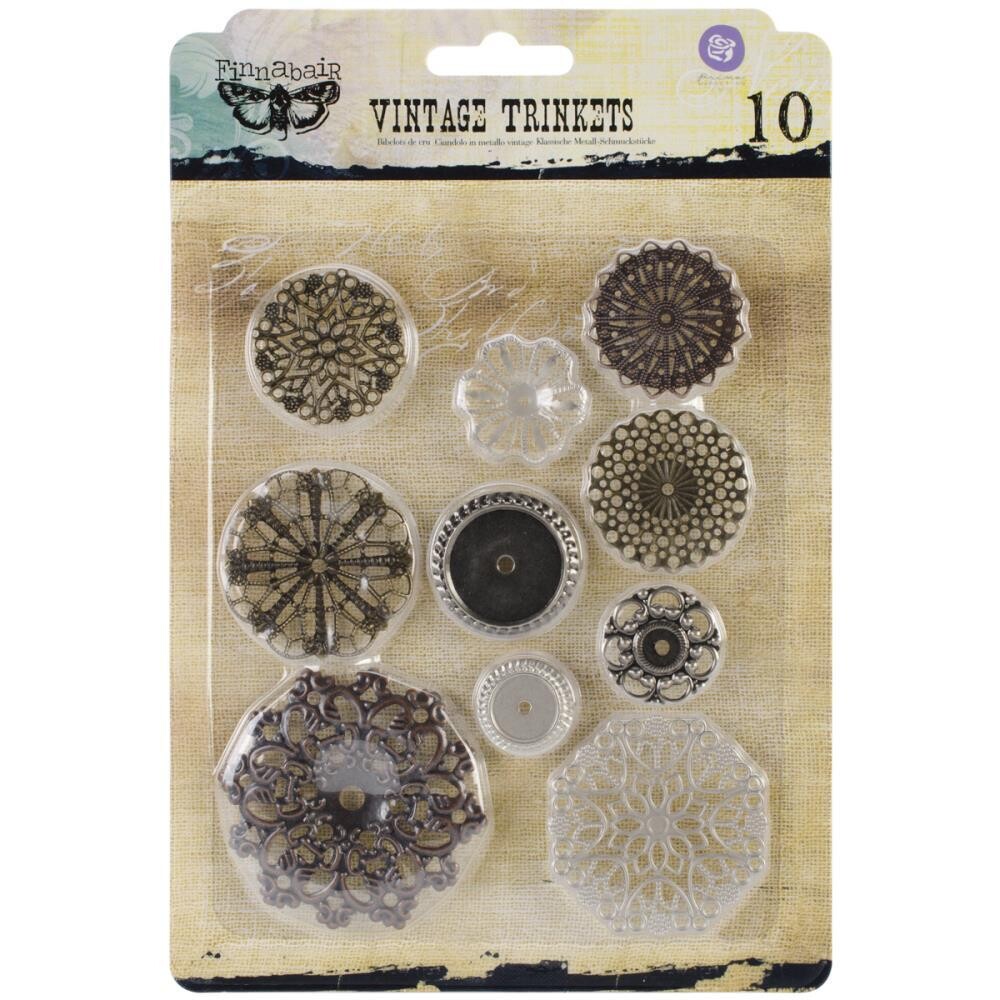 Finnabair Mechanicals Metal Embellishments Small Flowers 10/pkg