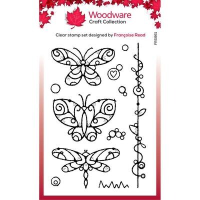 Woodware Craft Collection Clear Stamp Set Singles Wired Butterfly 11/pkg