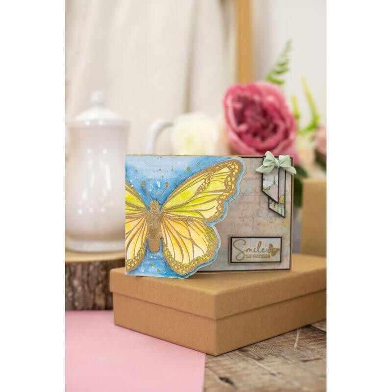 Crafters Companion Sara Davies Vintage Butterflies Stamp and Die Set Monarch 3/pkg