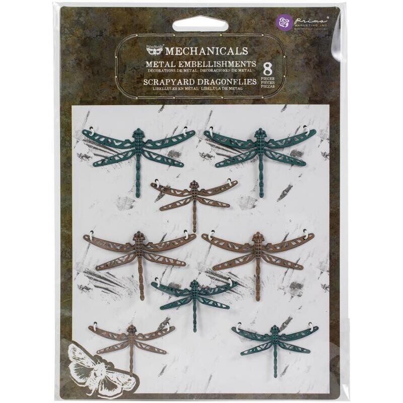 Finnabair Mechanicals Metal Embellishments Scrapyard Dragonflies 8/pkg