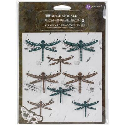 Finnabair Mechanicals Metal Embellishments Scrapyard Dragonflies 8/pkg