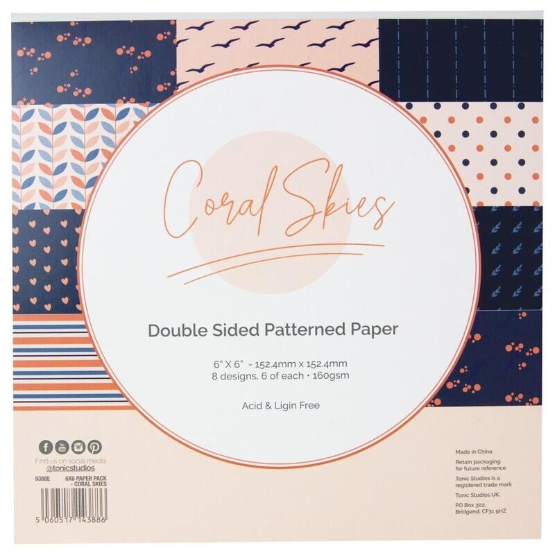 Tonic Studios Double Sided Patterned Paper Pad 6x6&quot;  Coral Skies 24/pkg