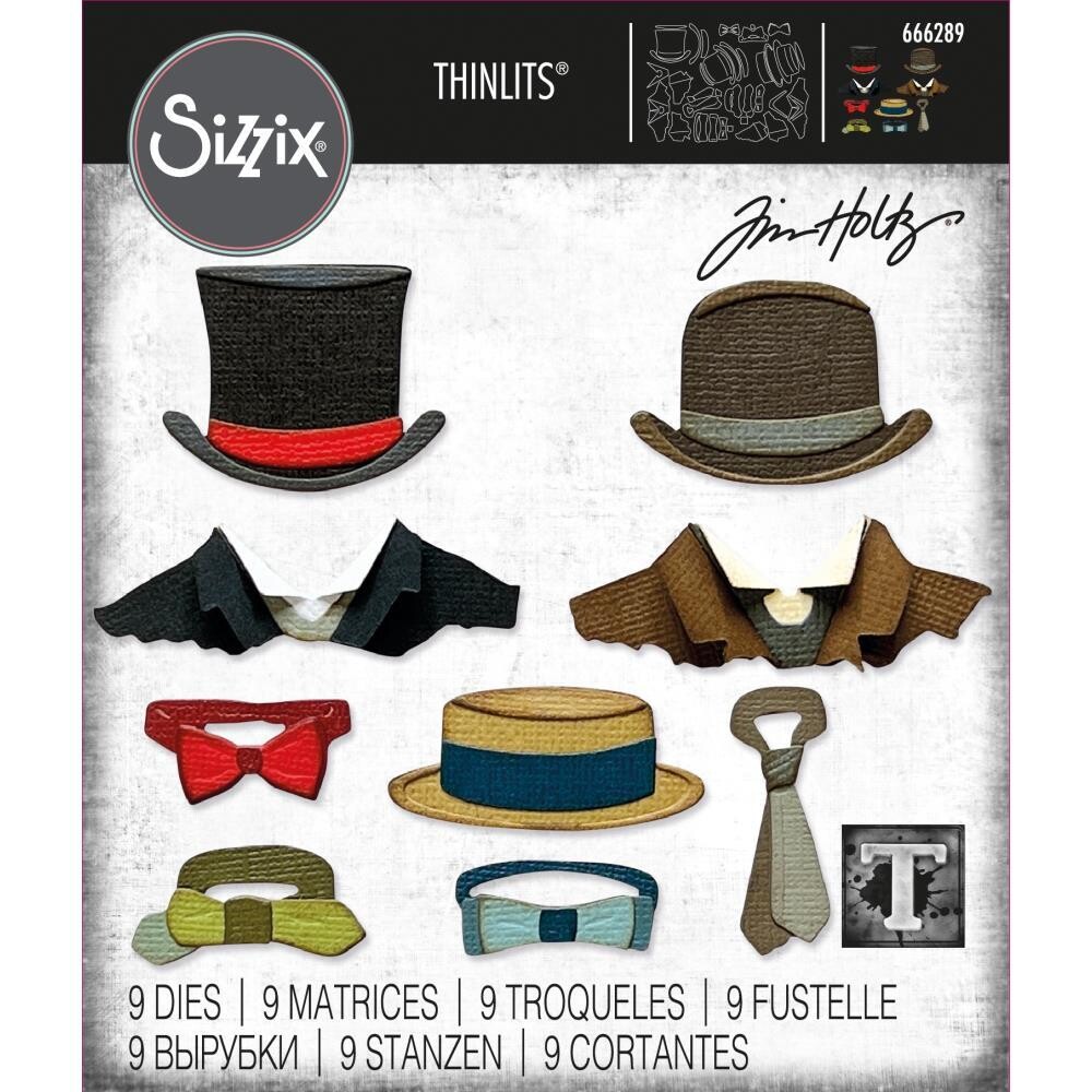 Tim Holtz Sizzix Thinlits Die Tailored 9/pkg
