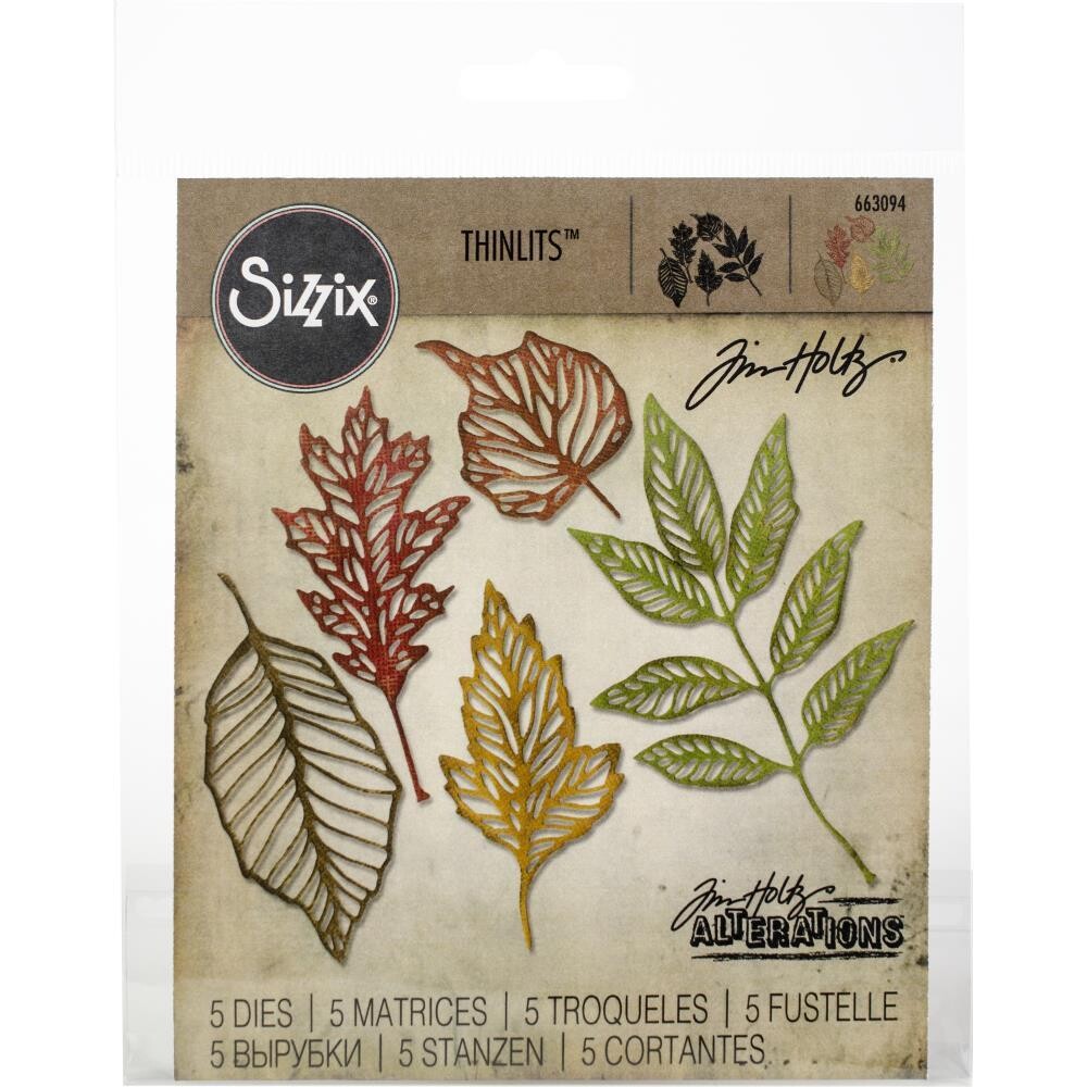 Tim Holtz Sizzix Thinlits Dies Skeleton Leaves 5/pkg