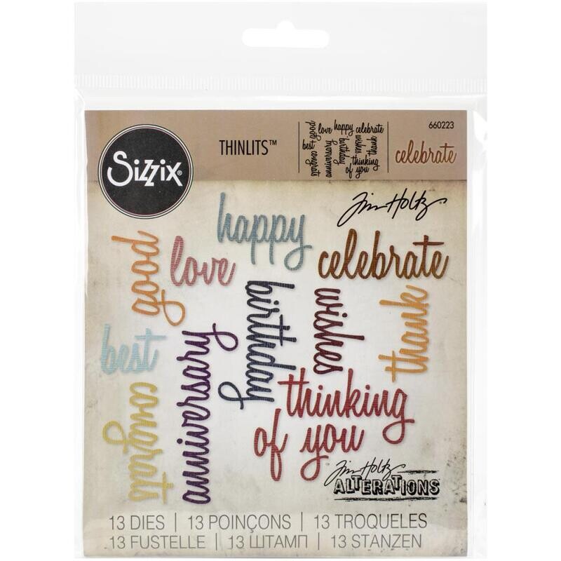 Tim Holtz Sizzix Thinlits Die Celebration Words - Script 13/pkg
