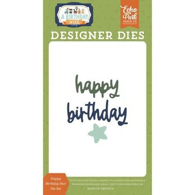 Echo Park Designer Dies Happy Birthday Star 3/pkg