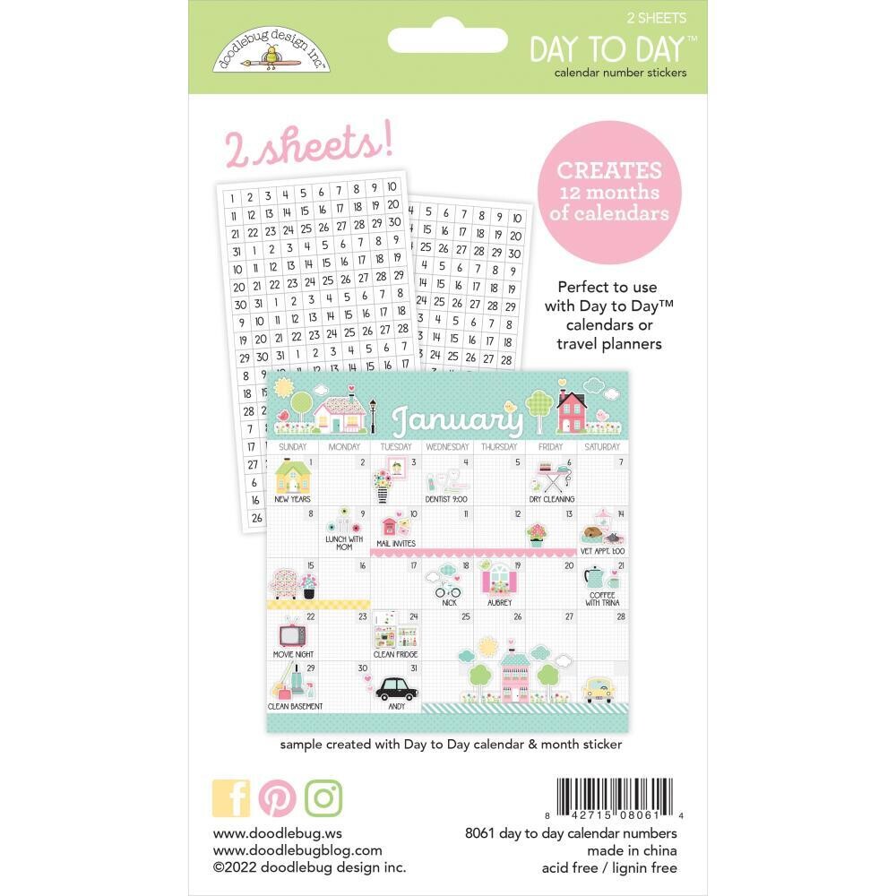 Doodlebug Day to Day Calendar Number Stickers
