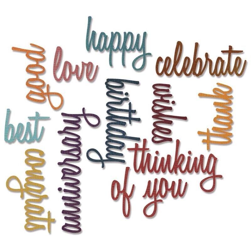 Tim Holtz Sizzix Thinlits Die Celebration Words - Script 13/pkg