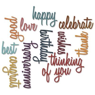 Tim Holtz Sizzix Thinlits Die Celebration Words - Script 13/pkg