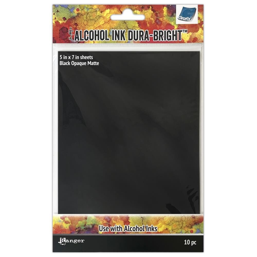 Tim Holtz Alcohol Ink Dura-Bright Black Opaque Matte 5x7&quot; Sheets 10/pkg