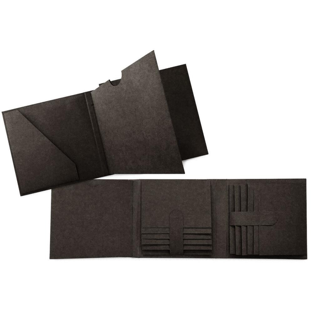 Graphic 45 Staples Trifold Waterfall Folio Album Black 7.5x7.5&quot;