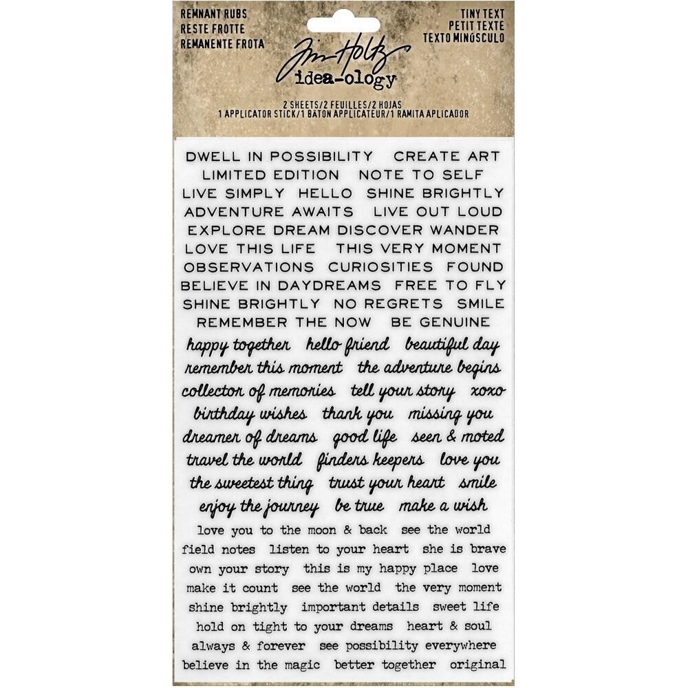Tim Holtz Idea-ology Remnant Rubs Tiny Text 2/pkg