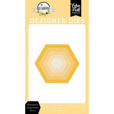 Echo Park Designer Dies Stitched Beehive Hexagon Nesting Set 5/pkg