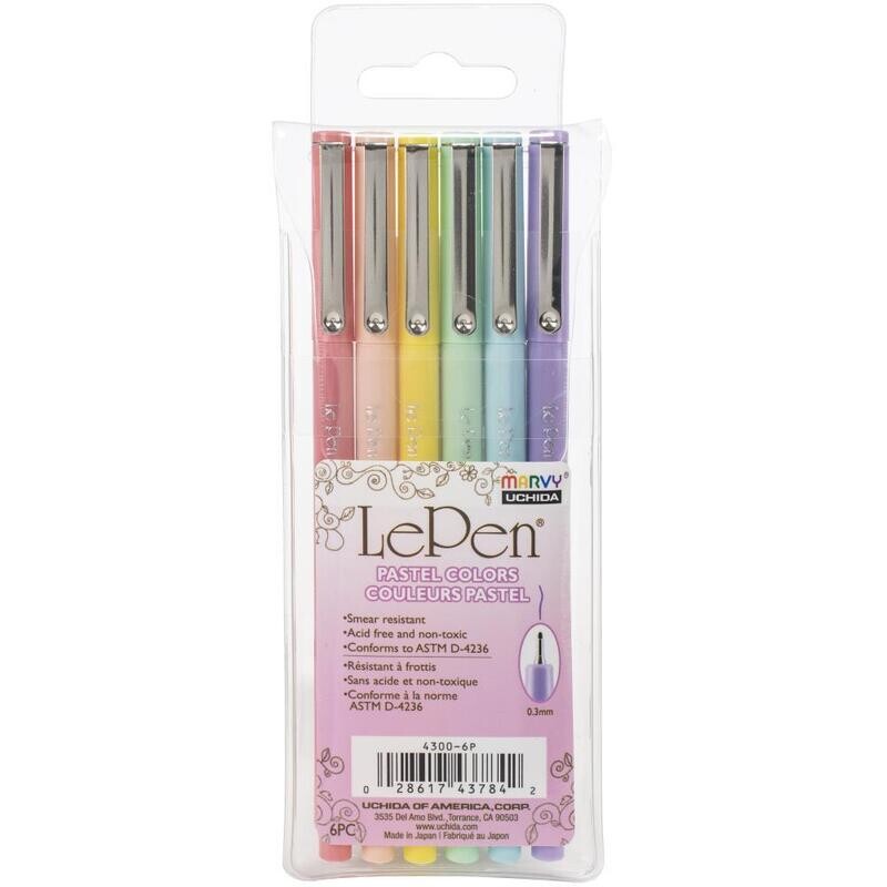 Marvy Uchida LePen 0.03mm Journaling Pen - Set of 6 Pastels