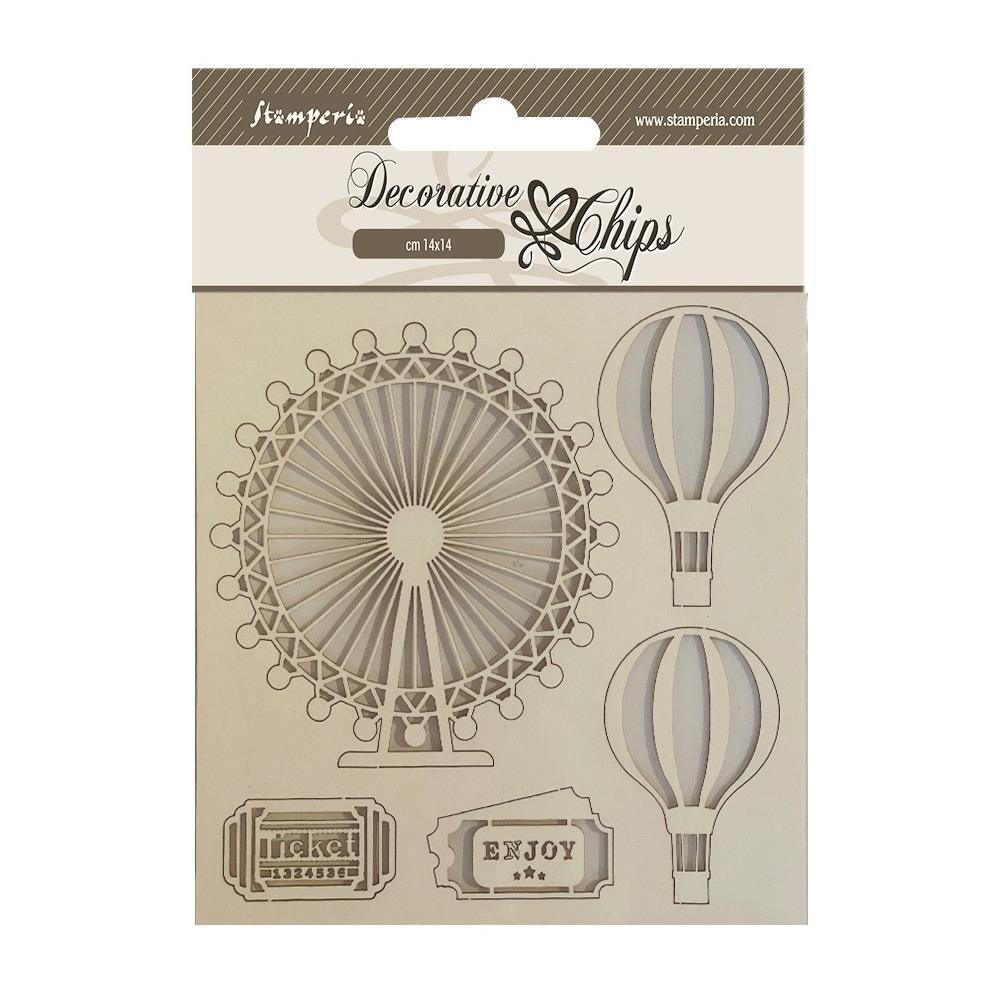 Stamperia Decorative Chips Around the World Balloons 5.5x5.5&quot;