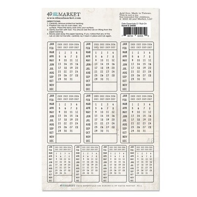49 and Market Vintage Bits Rub-on Transfers - Date Essentials 01
