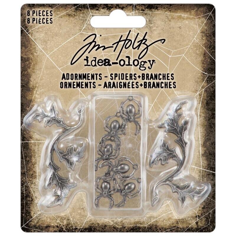 Tim Holtz Idea-ology Halloween 2023 Adornments Spiders + Branches 8/pkg