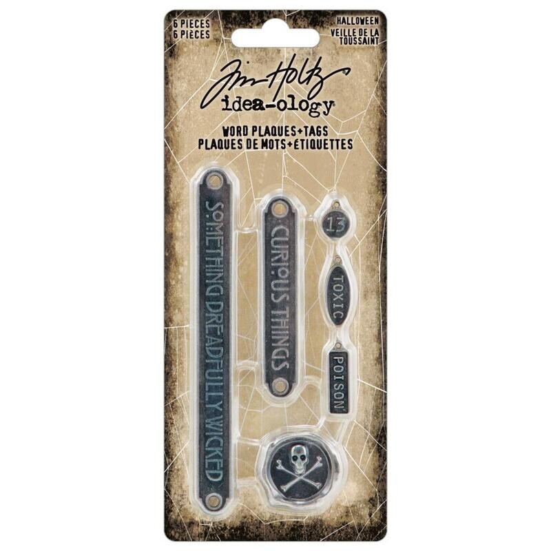 Tim Holtz Idea-ology Halloween 2023 Word Plaques + Tags 6/pkg