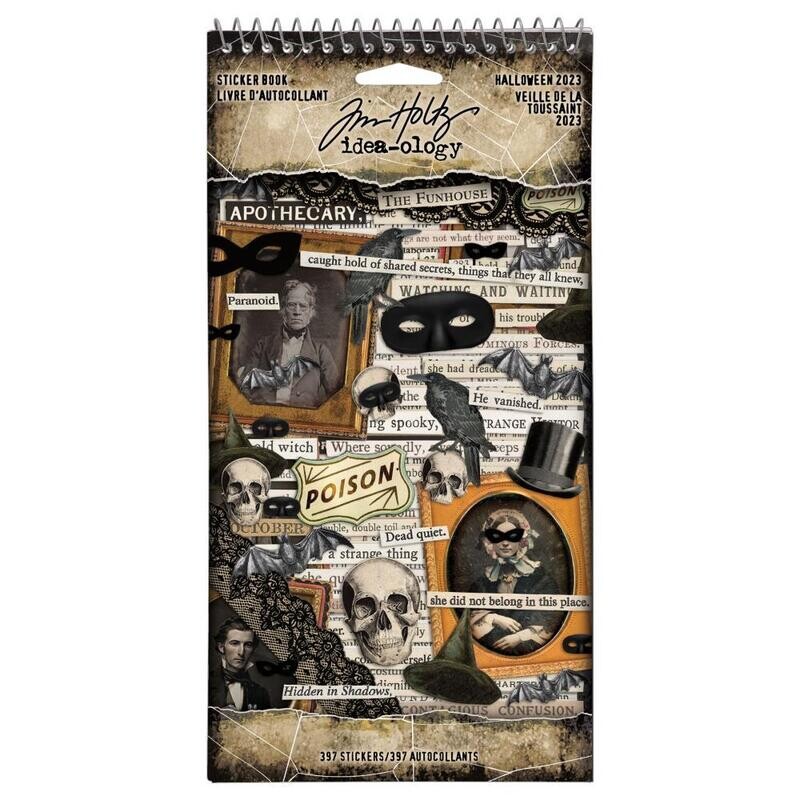 Tim Holtz Idea-ology Halloween 2023 Sticker Book Curiosities 397/pkg