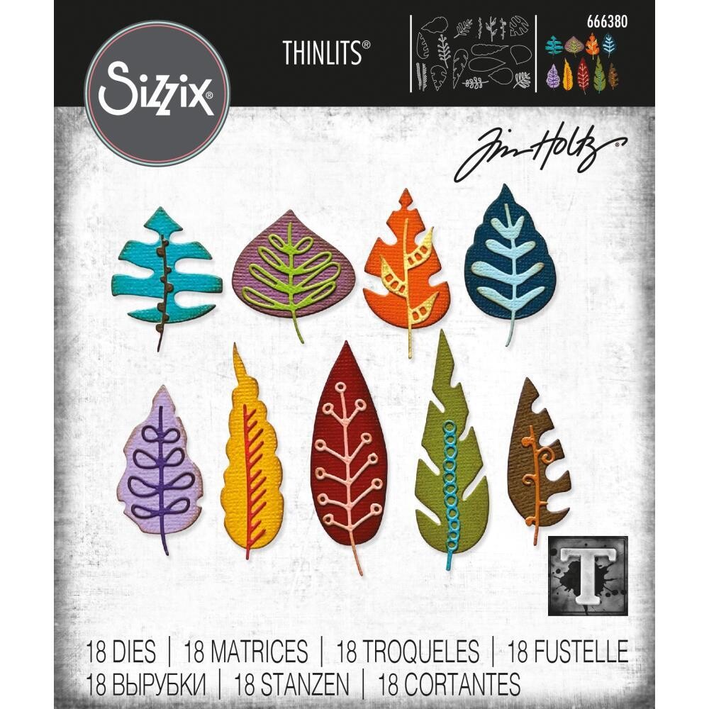 Tim Holtz Sizzix Thinlits Die Artsy Leaves 18/pkg