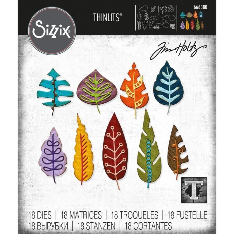 Tim Holtz Sizzix Thinlits Die Artsy Leaves 18/pkg