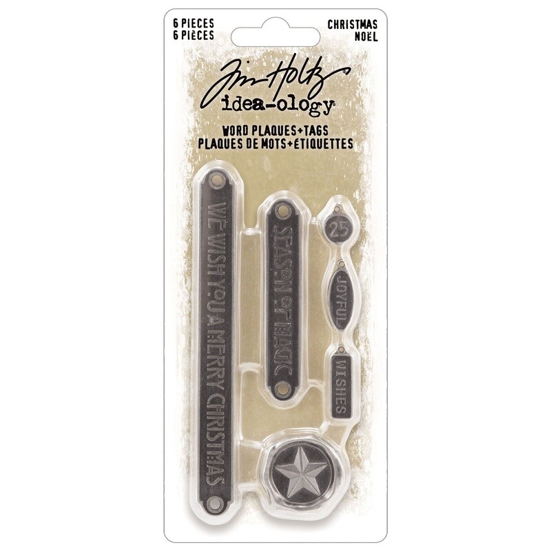 Tim Holtz Idea-ology Christmas 2023 Word Plaques + Tags 6/pkg