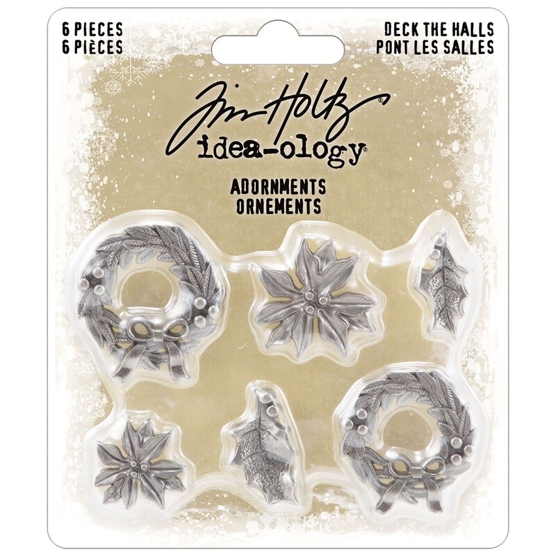 Tim Holtz Idea-ology Christmas 2023 Adornments Deck The Halls 6/pkg