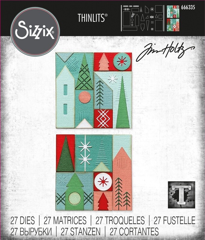 Tim Holtz Sizzix Thinlits Die Holiday Blocks 27/pkg