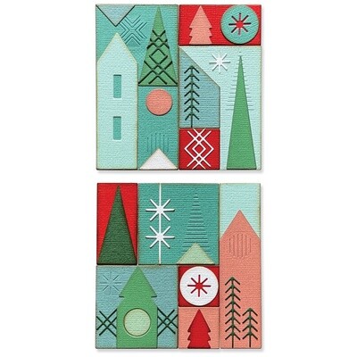 Tim Holtz Sizzix Thinlits Die Holiday Blocks 27/pkg
